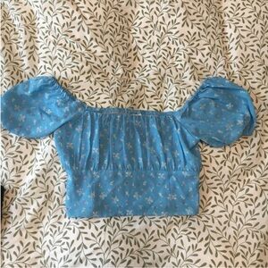 Simons Light Blue Floral Crop Top